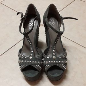 Grey studded wedges